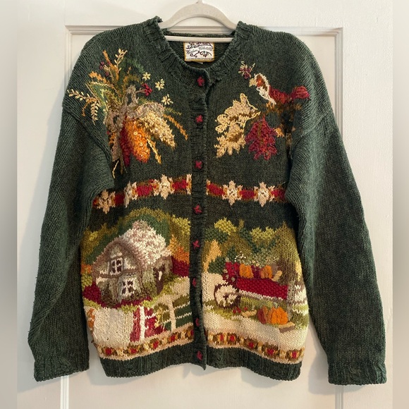 🍁 Vintage Heirloom Collectibles Fall Harvest Farm PSL Ugly Sweater Size Large🍁 - Picture 1 of 10